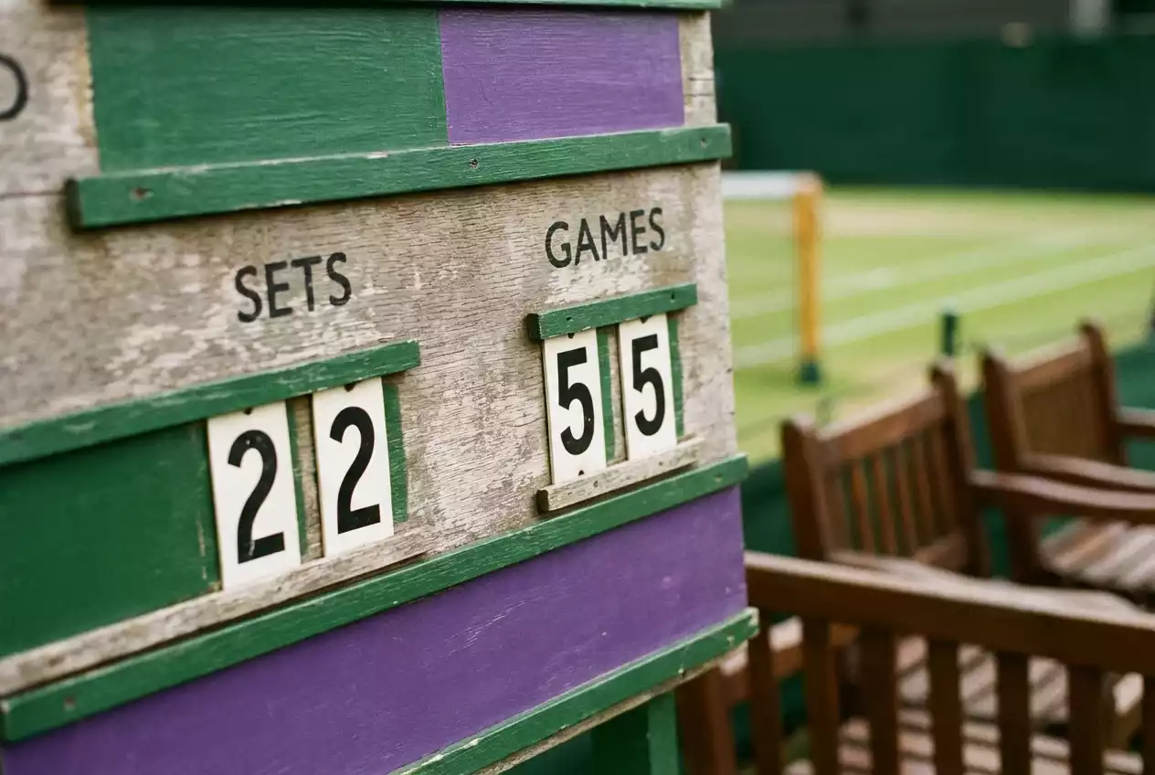 Marcador de tenis con números de sets y juegos visibles